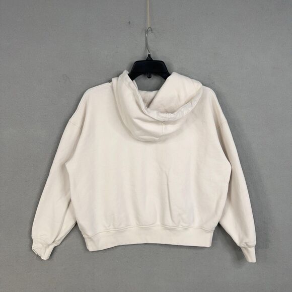 American Eagle Hoodie Womens 2XS White Pullover Fleece Kangaroo Pocket Spell Out - Picture 7 of 15